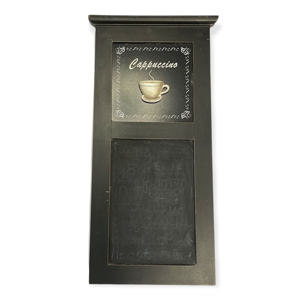 Black kitchen decorative chalkboard with cappuccino decor sign